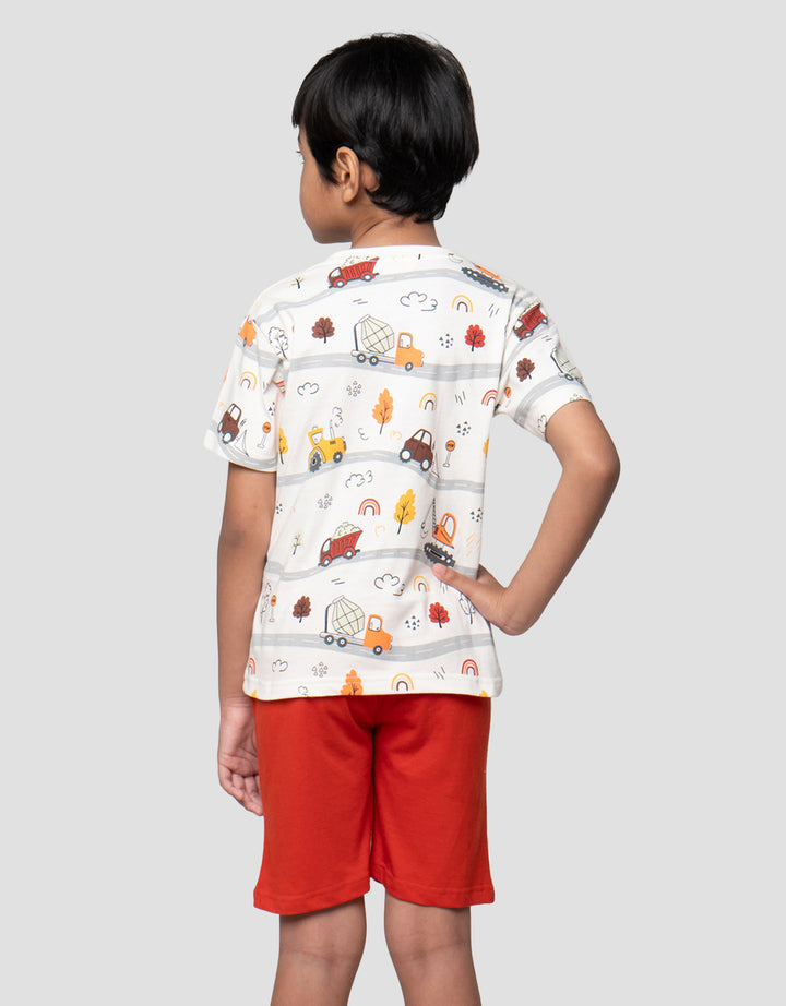 Little M Transport Car Road Pakaian Setelan Anak Laki-laki