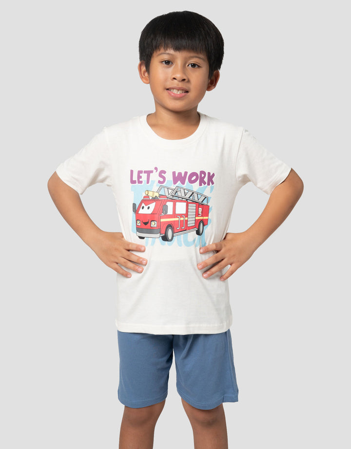 Little M Fire Fighter Lets Work Pakaian Setelan Anak Laki-laki