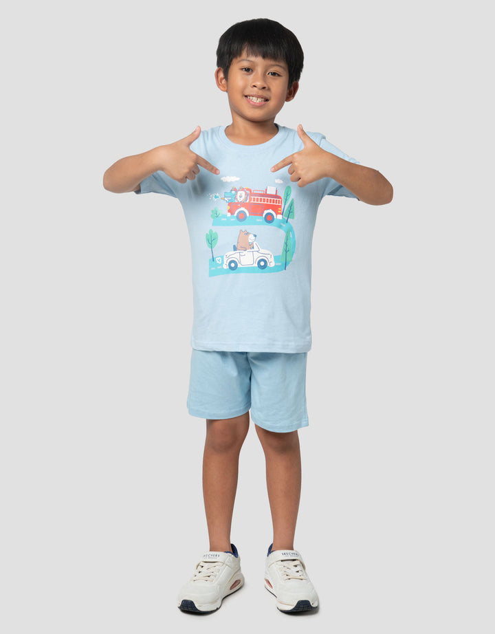 Little M Fire Fighter Road Pakaian Setelan Anak Laki-laki