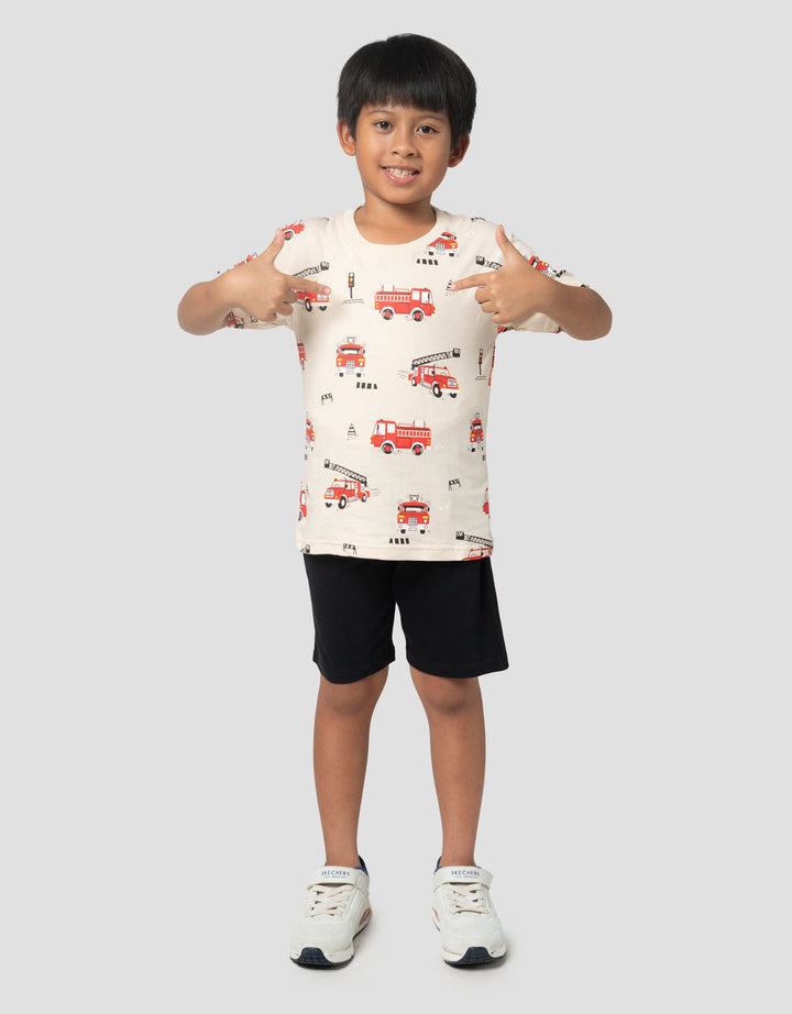 Little M Fire Fighter Road Pakaian Setelan Anak Laki-laki