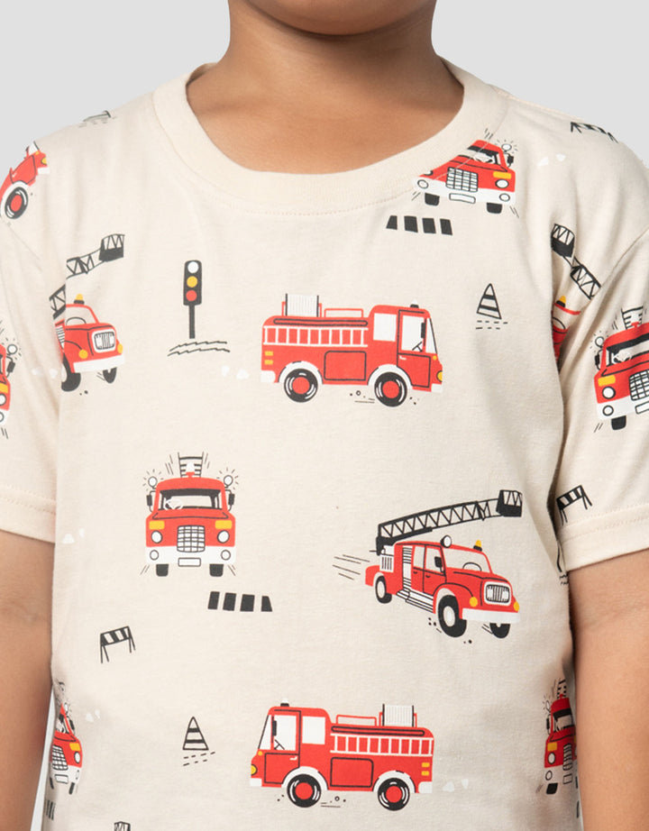 Little M Fire Fighter Road Pakaian Setelan Anak Laki-laki