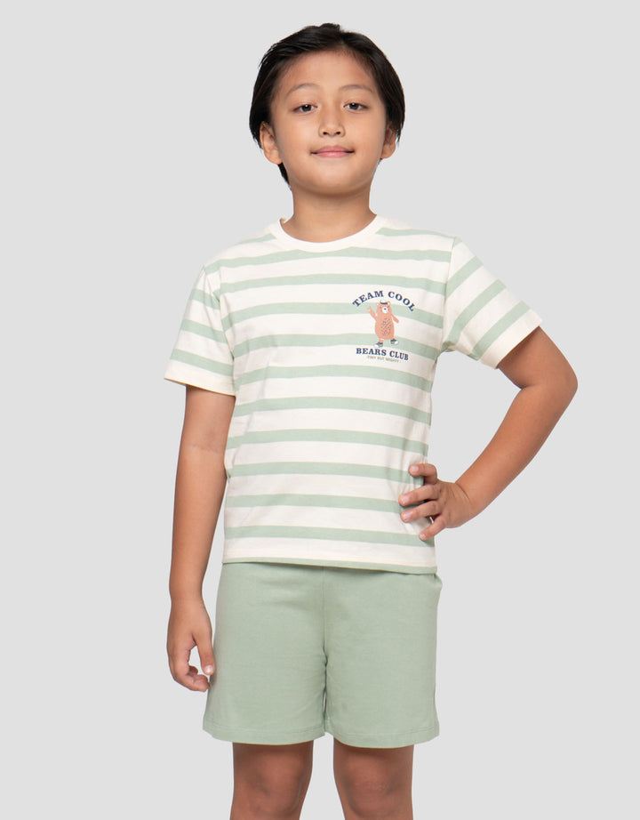 Little M Stripe Bear Pakaian Setelan Anak Laki-laki