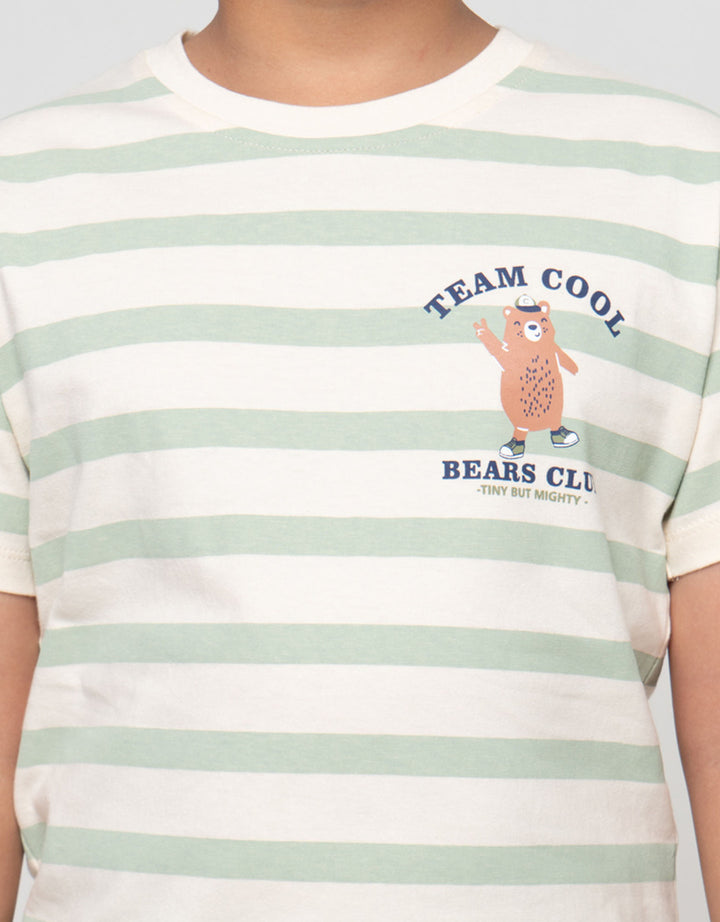 Little M Stripe Bear Pakaian Setelan Anak Laki-laki