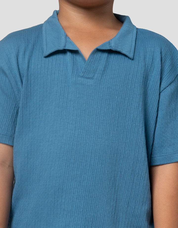 Little M Polo Krah V Crinkle Pakaian Setelan Anak Laki-laki