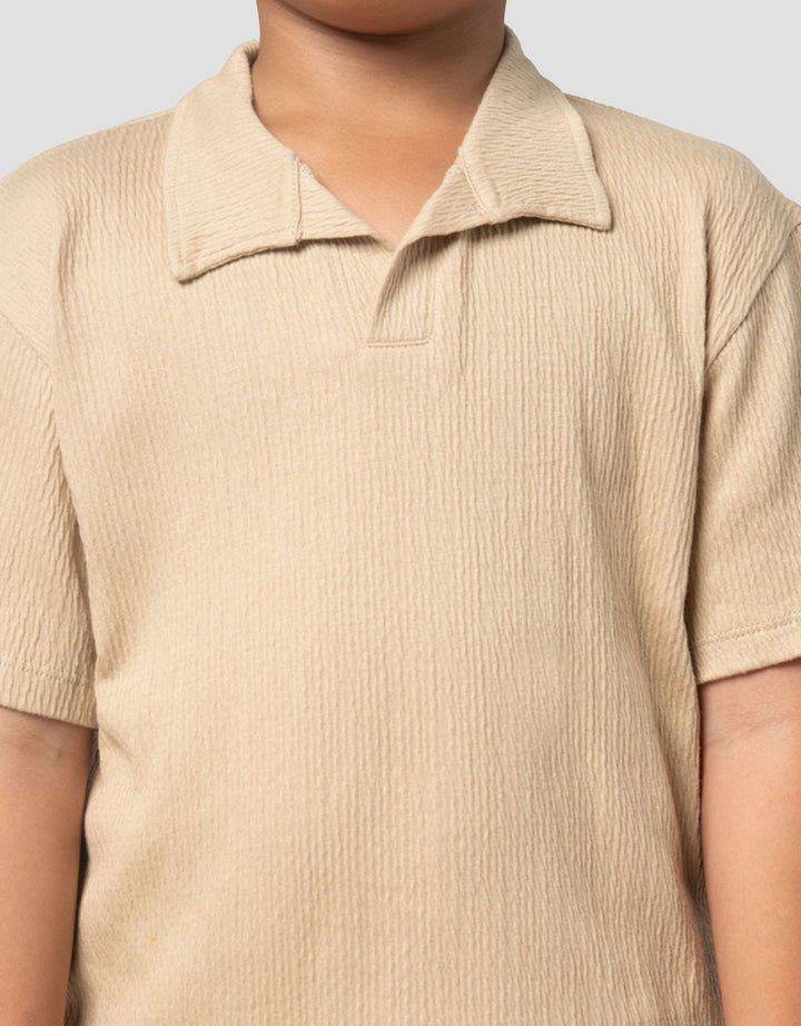 Little M Polo Krah V Crinkle Pakaian Setelan Anak Laki-laki