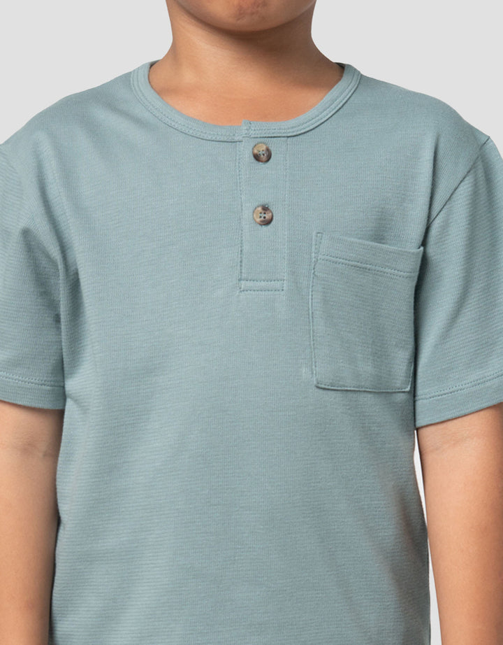 Little M Henley Kantong Polos Pique Pakaian Setelan Anak Laki-laki