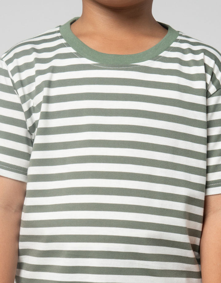 Little M Stripe Kecil Yarndye Pakaian Setelan Anak Laki-laki