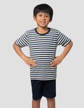 Little M Stripe Kecil Yarndye Pakaian Setelan Anak Laki-laki