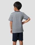 Little M Stripe Kecil Yarndye Pakaian Setelan Anak Laki-laki