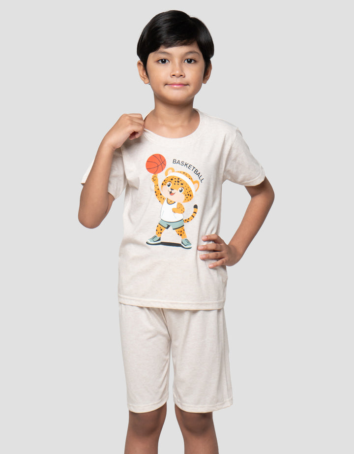 Little M Tiger Basketball Pakaian Setelan Anak Laki-laki