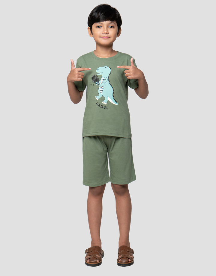 Little M Dino Padel Pakaian Setelan Anak Laki-laki