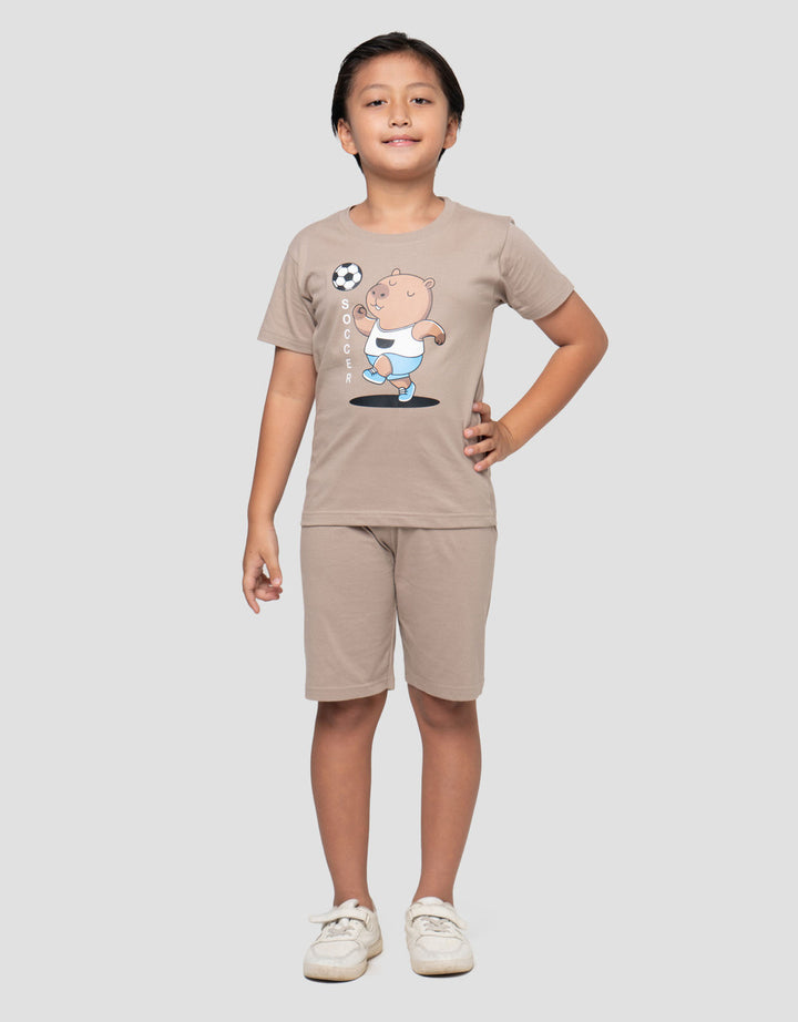 Little M Capybara Soccer Pakaian Setelan Anak Laki-laki