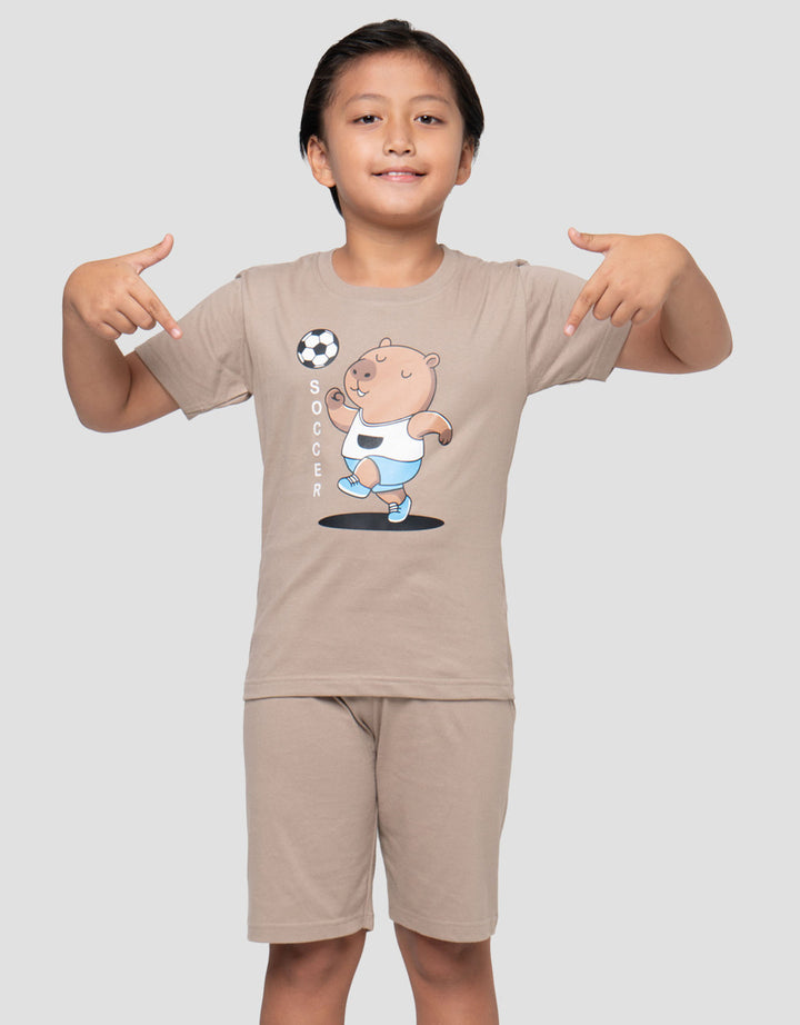 Little M Capybara Soccer Pakaian Setelan Anak Laki-laki