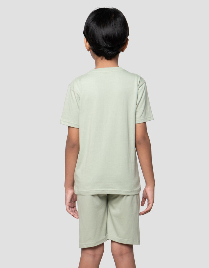 Little M Dino Outline Pakaian Setelan Anak Laki-laki