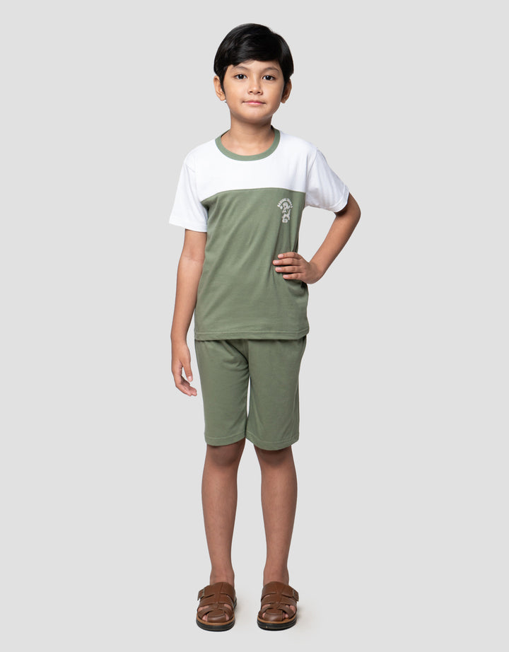 Little M Cutsewn Dino Baseball Pakaian Setelan Anak Laki-laki