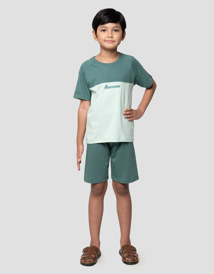 Little M Raglan Cutsewn Awesome Pakaian Setelan Anak Laki-laki