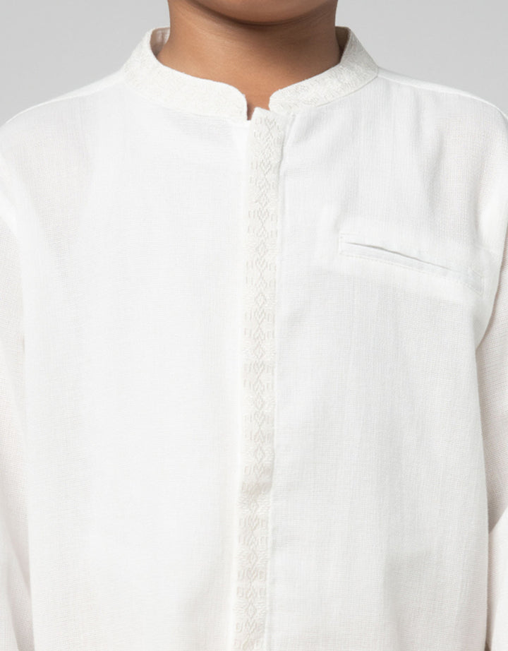 Little M Bordir Tengah Setelan Baju Muslim Anak Laki-laki