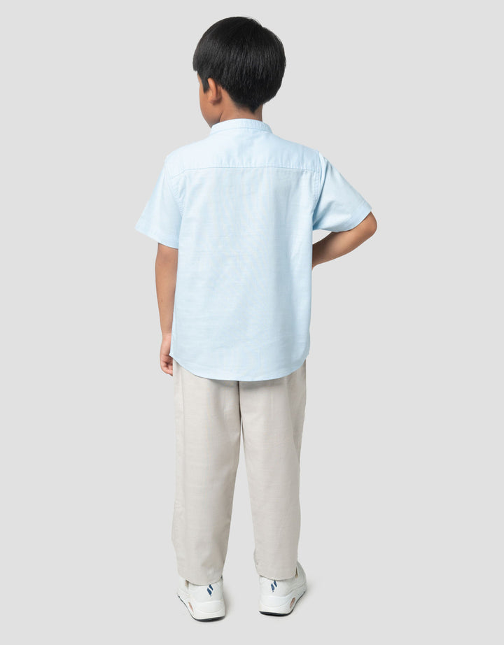 Little M Woven Polos Bahan Slub Setelan Baju Muslim Anak Laki-laki