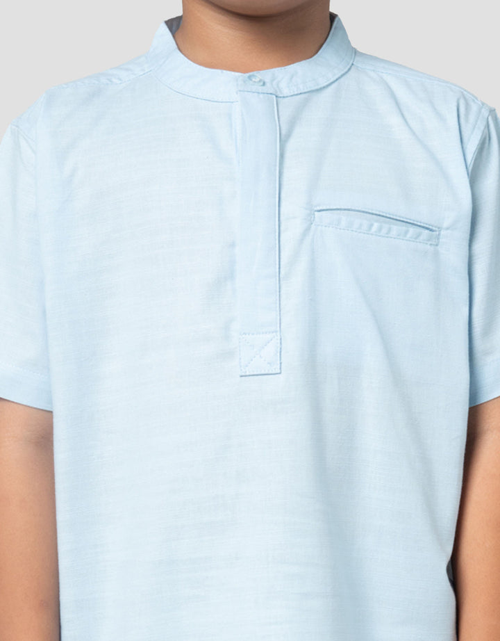 Little M Woven Polos Bahan Slub Setelan Baju Muslim Anak Laki-laki