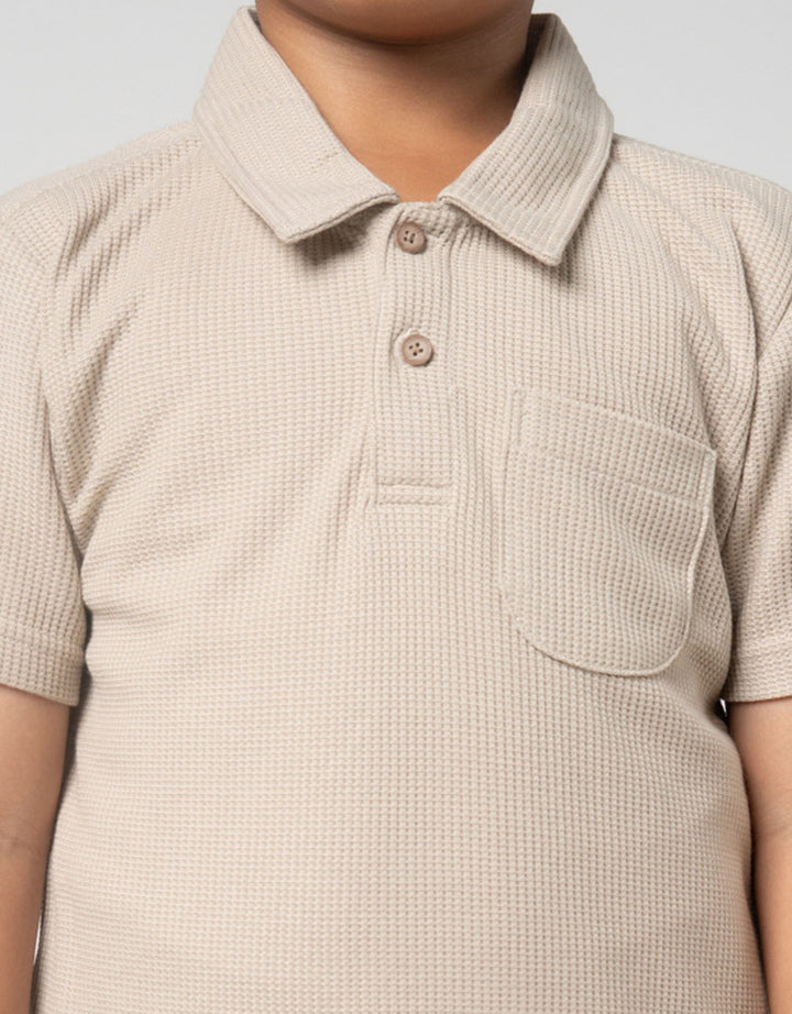 Little M Waffle Polo Pakaian Setelan Anak Laki-laki