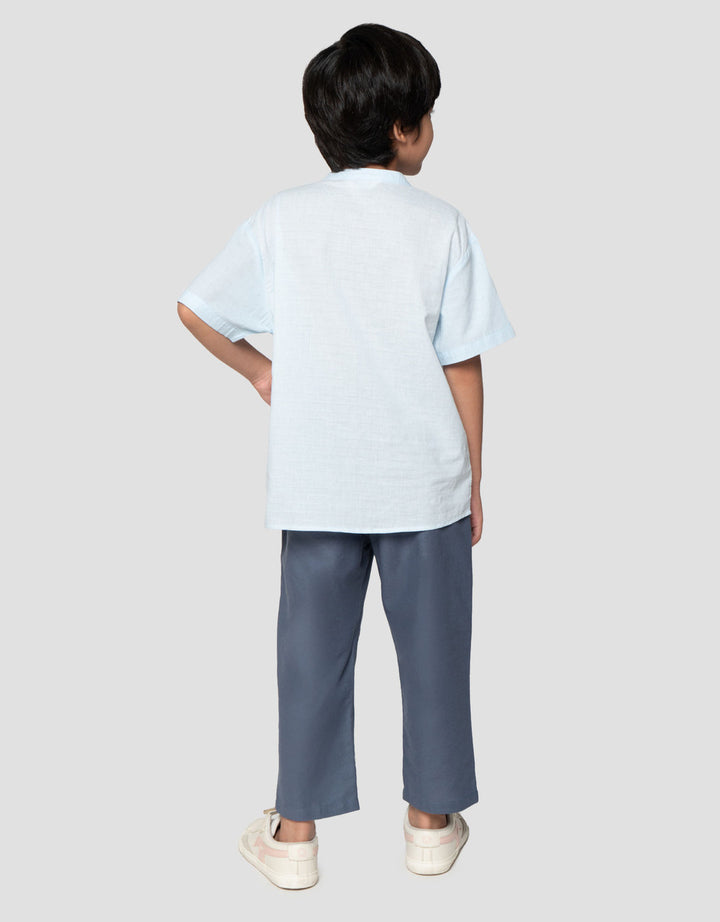 Little M Seasonal Tekstur Kotak Setelan Baju Muslim Anak Laki-laki