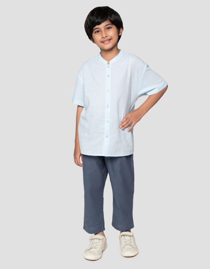 Little M Seasonal Tekstur Kotak Setelan Baju Muslim Anak Laki-laki