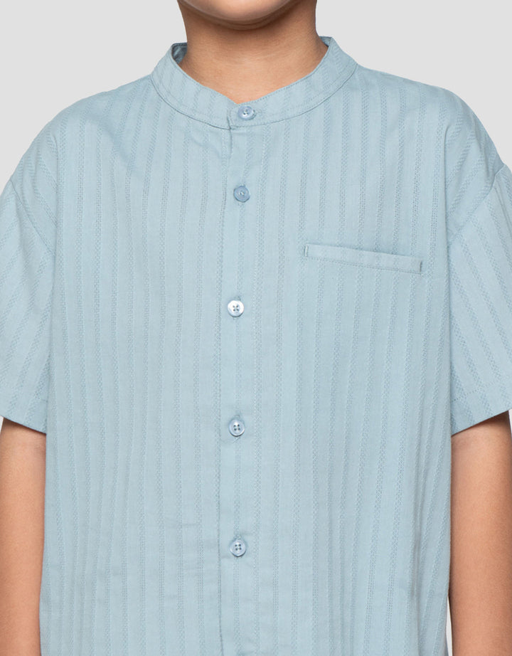 Little M Seasonal Tekstur Salur Setelan Baju Muslim Anak Laki-laki