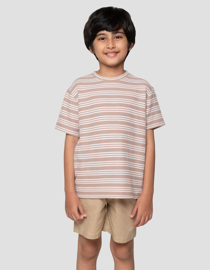 Little M Waffle Stripe Setelan Baju Anak Laki-laki