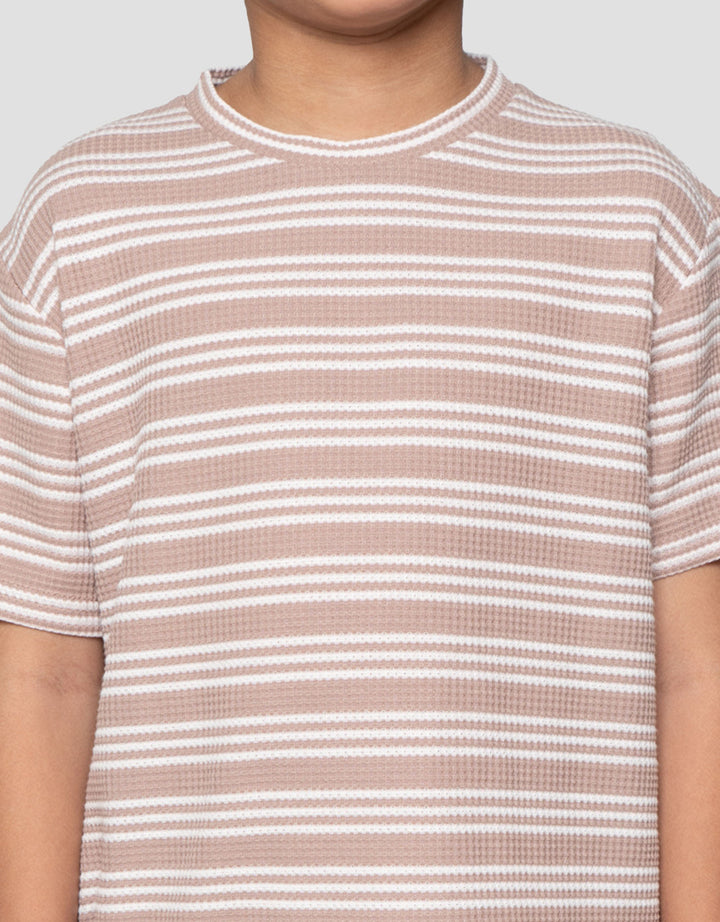 Little M Waffle Stripe Setelan Baju Anak Laki-laki