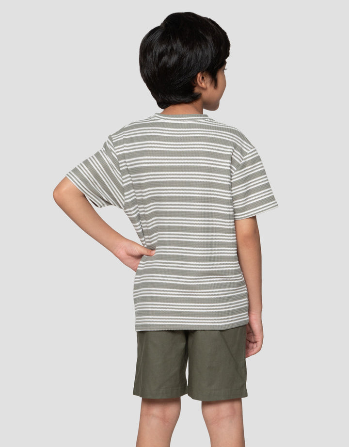 Little M Waffle Stripe Setelan Baju Anak Laki-laki