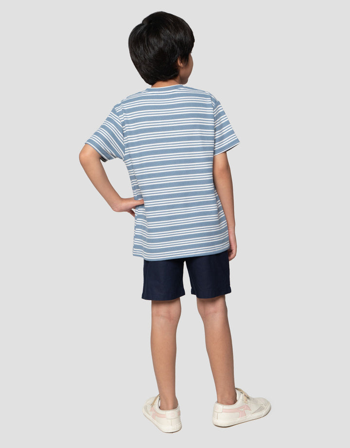 Little M Waffle Stripe Setelan Baju Anak Laki-laki