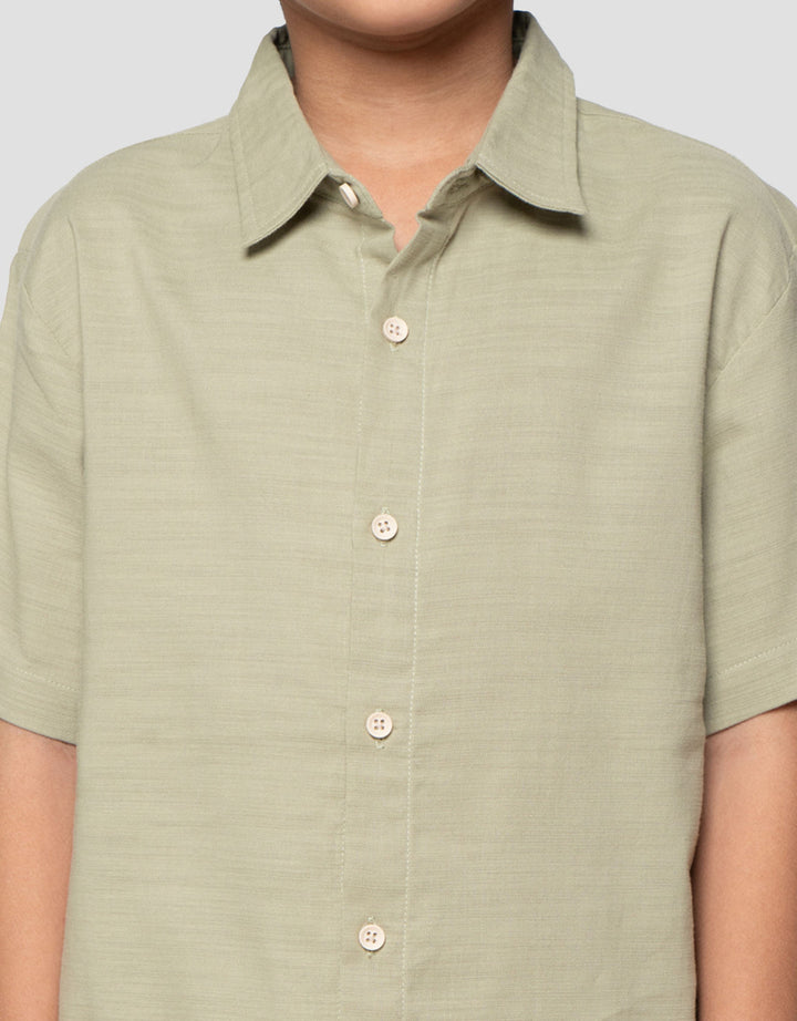 Little M Woven Polos Slub Setelan Baju Muslim Anak Laki-laki