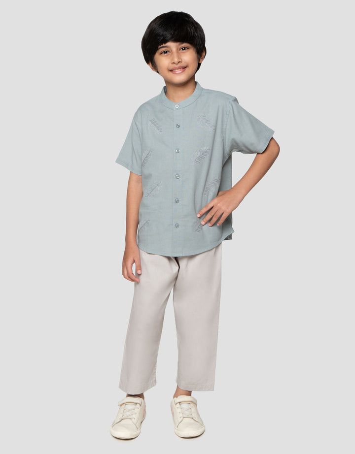 Little M Bordir Daun Setelan Baju Muslim Anak Laki-laki