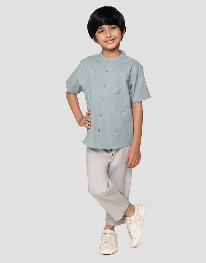 Little M Bordir Daun Setelan Baju Muslim Anak Laki-laki