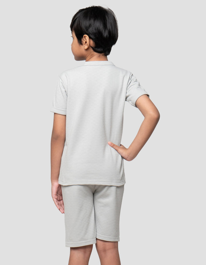 Little M Henley Tekstur Pakaian Setelan Anak Laki-laki