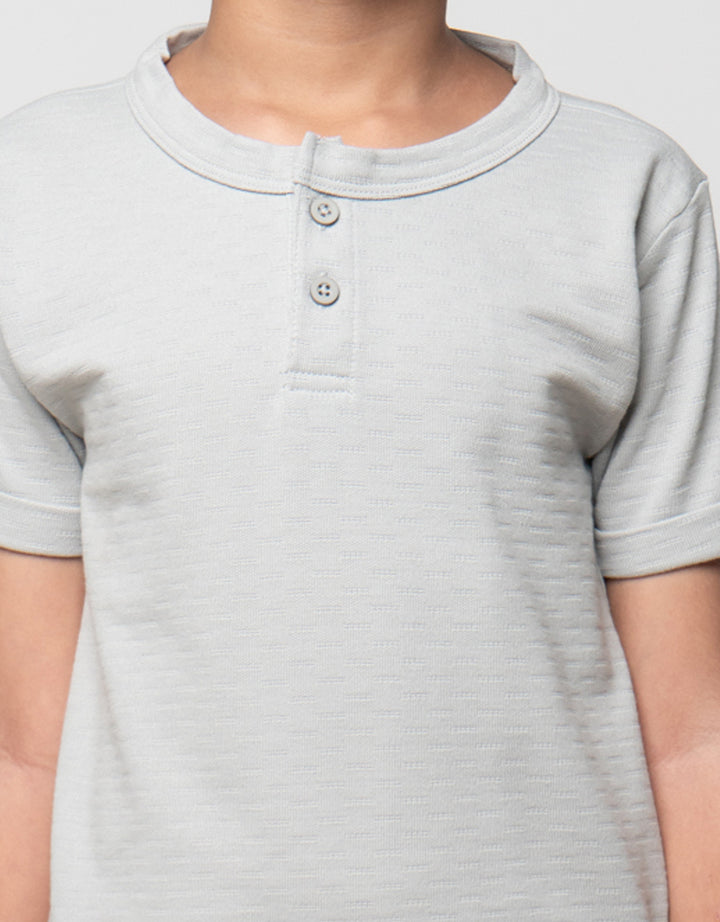 Little M Henley Tekstur Pakaian Setelan Anak Laki-laki