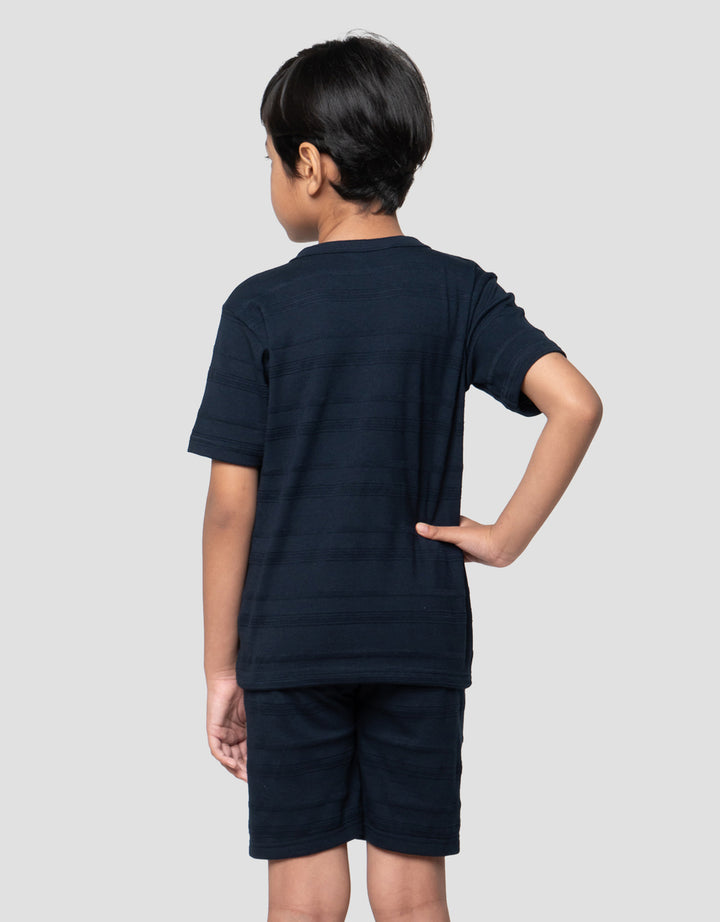 Little M Henley Tekstur Pakaian Setelan Anak Laki-laki