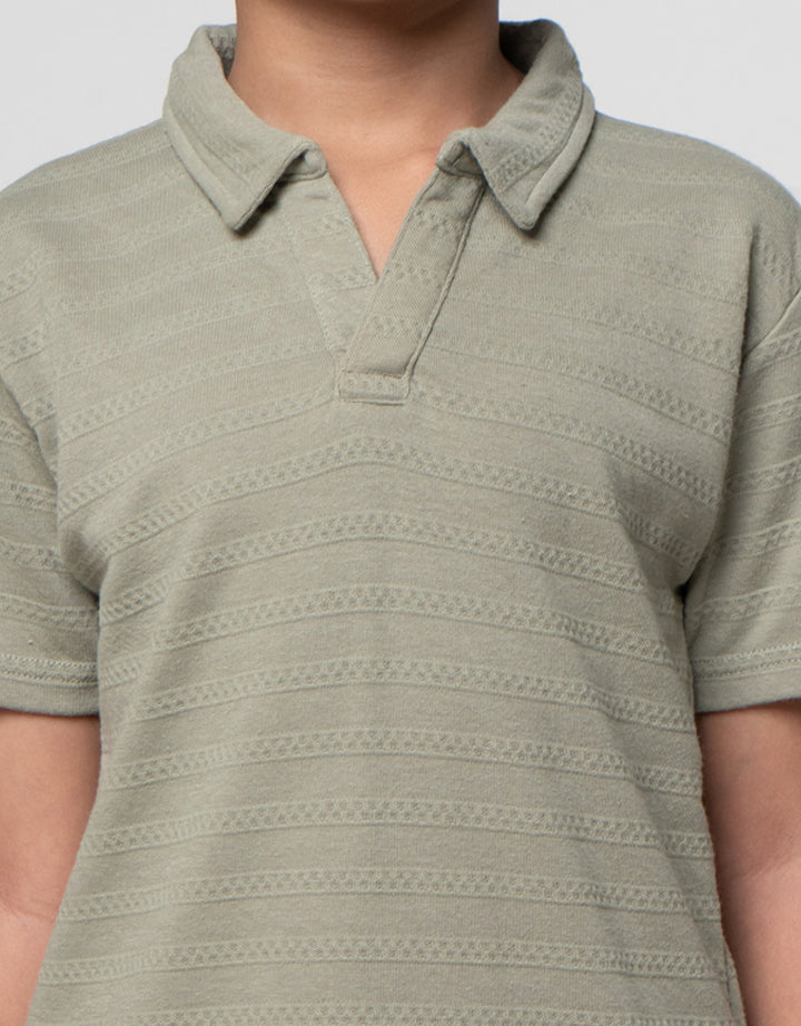 Little M Kerah Tekstur Pakaian Setelan Anak Laki-laki