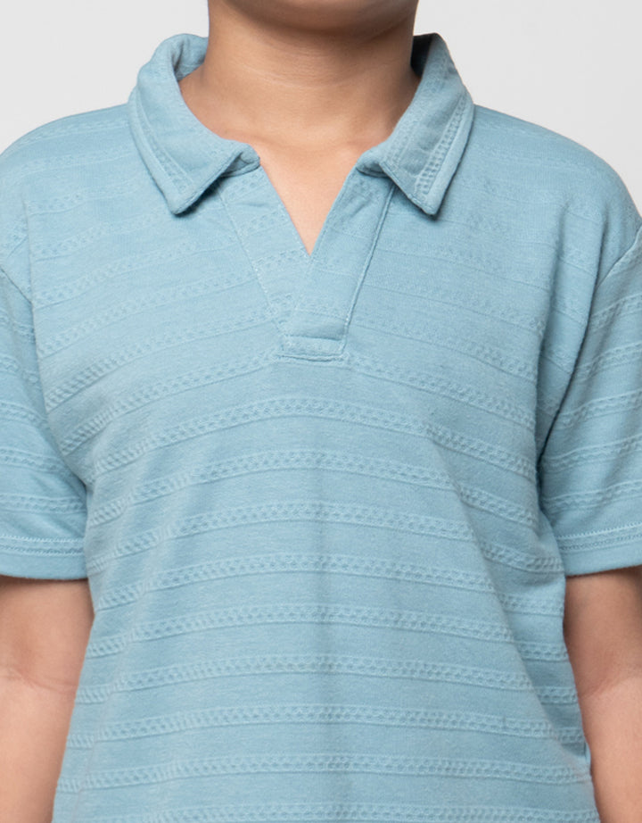 Little M Kerah Tekstur Pakaian Setelan Anak Laki-laki