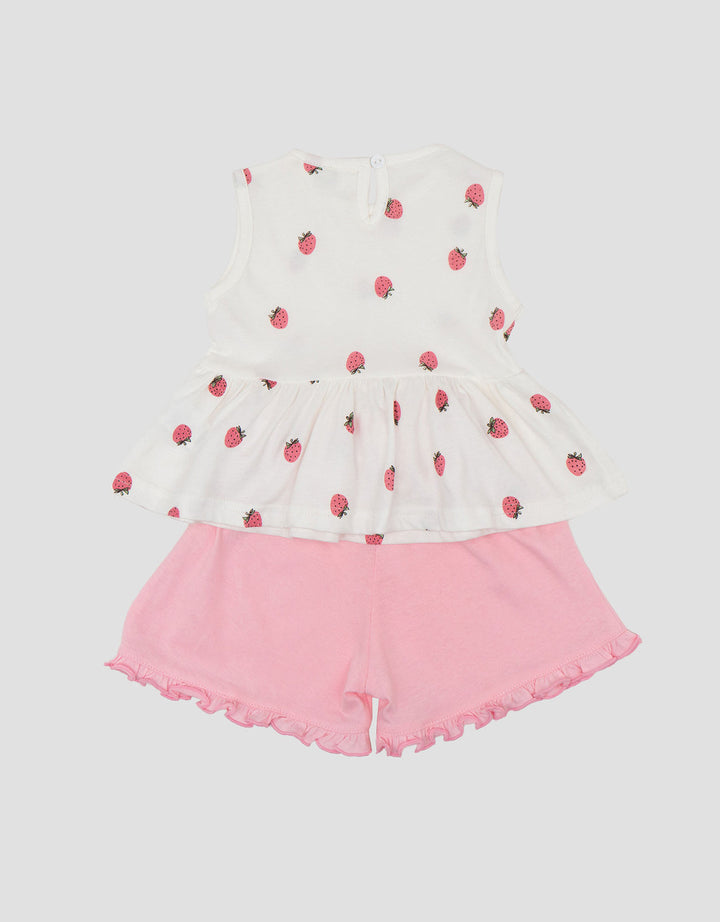 Little M Print Strawberry Pakaian Setelan Bayi