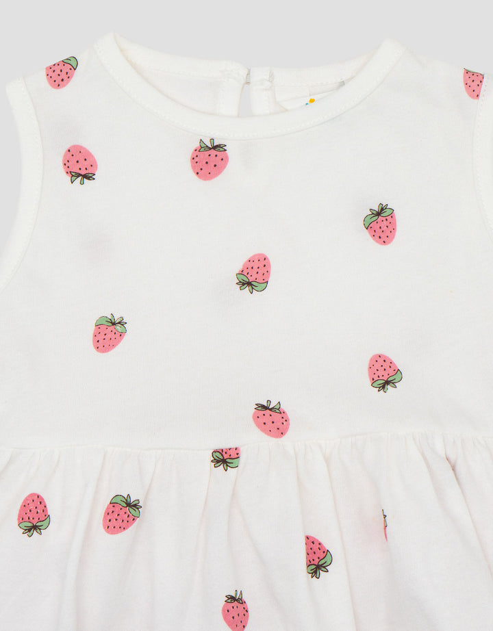 Little M Print Strawberry Pakaian Setelan Bayi