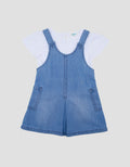 Little M 2Pcs Overall Denim Midi Dress Bayi