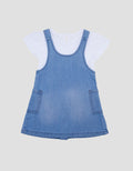Little M 2Pcs Overall Denim Midi Dress Bayi