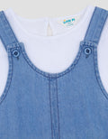 Little M 2Pcs Overall Denim Midi Dress Bayi