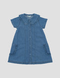 Little M Denim Kerah Kantong With Ruffle Midi Dress Bayi