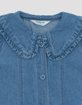 Little M Denim Kerah Kantong With Ruffle Midi Dress Bayi