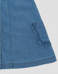Little M Denim Kerah Kantong With Ruffle Midi Dress Bayi