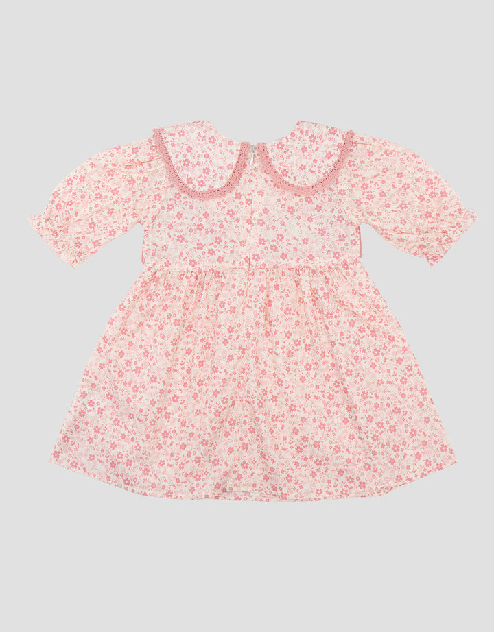 Little M Woven Poplin Print Flower Fake Outer Dress Bayi