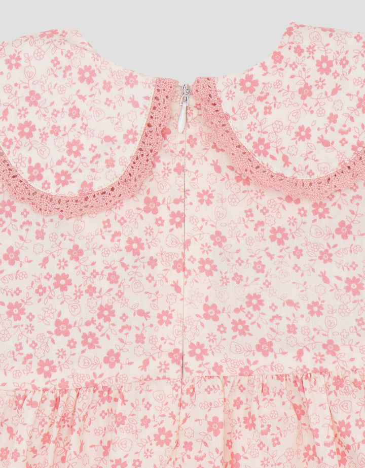 Little M Woven Poplin Print Flower Fake Outer Dress Bayi
