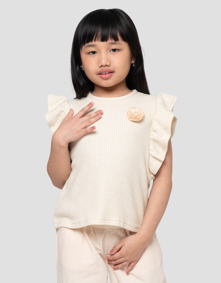 Little M Print Waffle Lurex Kaos Anak Perempuan